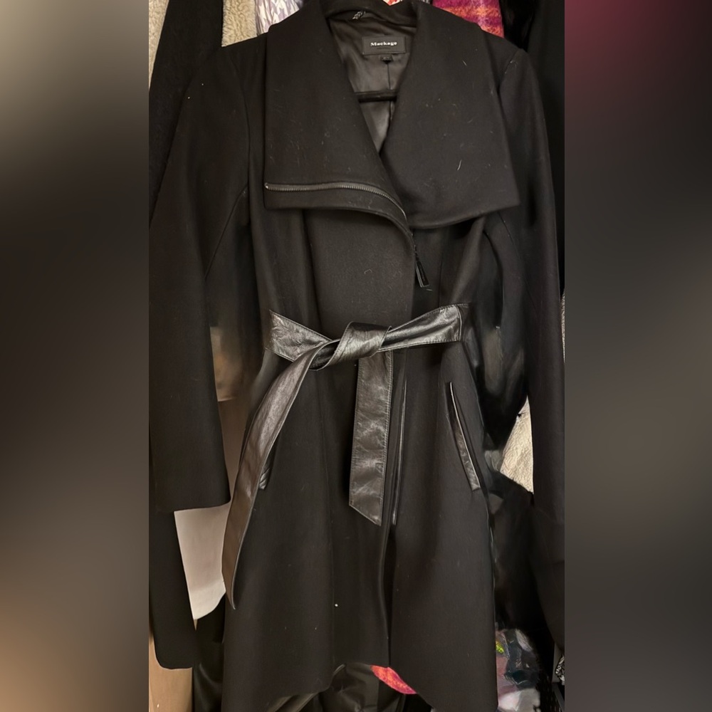 Black Women's Coat with Belt